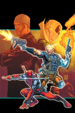 comicbookartwork:  Cable, Deadpool, Iron Fist and Luke Cage