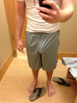 dadsnme:  Little VPL trying on some new shorts. 