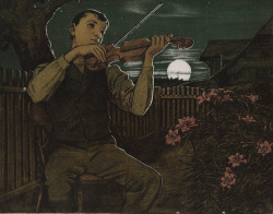 Hans Thoma (German; 1839–1924) Violinist Playing in a Moonlit