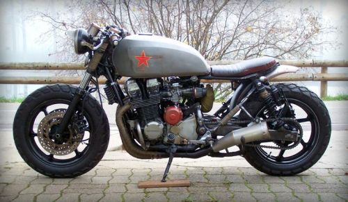 caferacerpasion:  Revolution! Honda CB750 Seven Fifty â€ªâ€ŽRat Bikeâ€¬ â€œBabushkaâ€ by Alex from Auxerre.Una â€ªâ€ŽHondaâ€¬ â€ªâ€ŽCB750â€¬ con un rollo desgastado y toque militar, lista para rodar sin parar ->Â http://www.caferacerpasion.com/honda-c