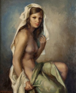 artbeautypaintings:  Nude woman - Francisco Ribera Gomez 