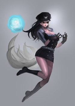 Here is Ahri from League of Legends in a special unreleased police