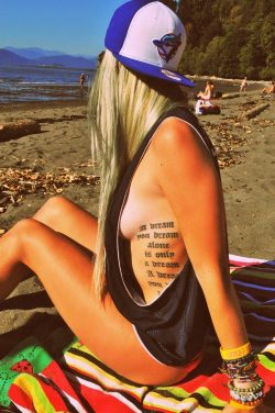 wastetheday:  Random girl with side boob and a book tattooed