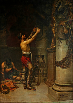   Victorious Gladiator Offering Arms to Hercules Guardian. 1884.