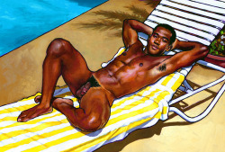 douglassimonson: Poolboy, acrylic painting by Douglas Simonson. 