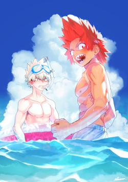 chample508:  Summer! Sea! Kiribaku!!! -Do not use my pics for