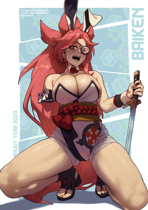 dummy-dot-exe:    Baiken from Guilty Gear in a bunny suit, as