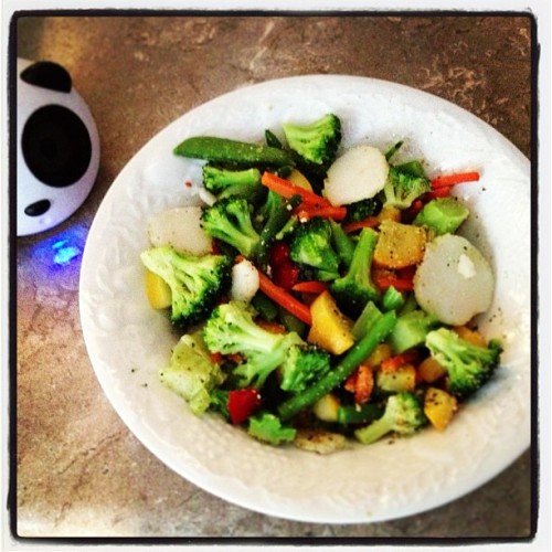 #Dinner Steamed Veggies! Should I share with Panda??…