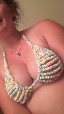 alexneverafter:  My boobs in a candy bra ft my turtle necklace