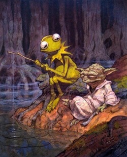 angelakamcomicart:  Kermit and Yoda by Peter de Séve https://www.facebook.com/angela.kam.927