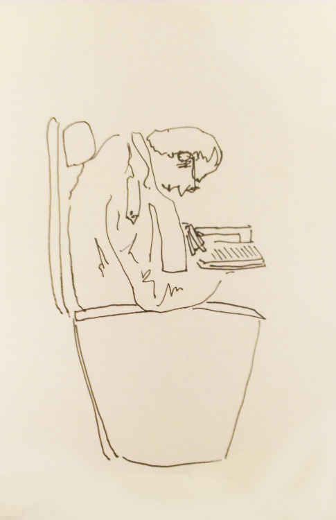 <p>He is reading on the plane.</p>
<p>©James Kenyon 2014</p>