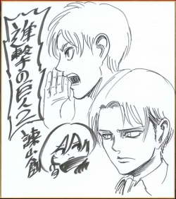 snknews: News: New Illustration of Eren, Levi, and Mikasa by