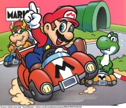 suppermariobroth:Artwork from the cover of a Japanese Super Mario