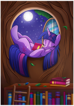 mlpfim-fanart:  Reading Under the Moonlight by Vocalmaker   <3