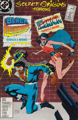 Secret Origins #26, starring Black Lightning and Miss America