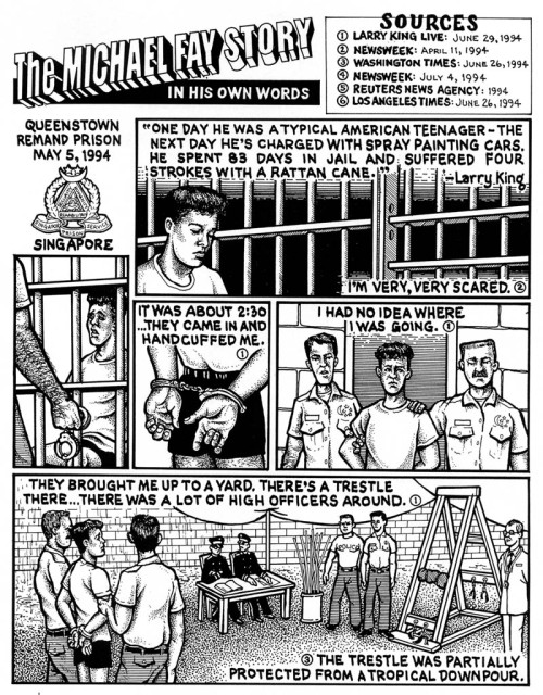 Copper’s Michael Fay Cartoons  [Michael Fay’s Caning Appreciation Week continues…thanks to the fine, detailed artwork from Copper]    Fay’s caning story is wonderfully detailed and florid. I think you’ll enjoy Copper’s