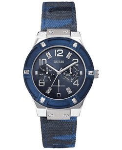 camouflage-style:  GUESS Women’s Blue Camouflage Strap Watch