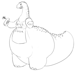 gramblezone:This is a character I’ve been playing around with, he’s a dinosaur made out of dough that loves to bake.  He can change his flavor/appearance by eating different ingredients.  If he goes to sleep or spends a significant amount of time