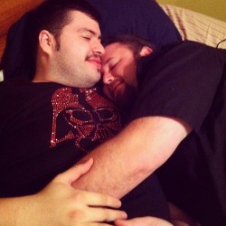 giantbernard:  Bed time with my babe 😴 #Bear #Cub #Gay