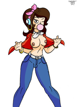 D.Va in her Cruiser costume flashing her boobs. 