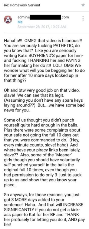 BELOW IS A LINK TO THE PROOF VIDEO OF ME DOING EXACTLY AS INSTRUCTED IN THE EMAILS ABOVE:https://www.xvideos.com/video30913939/locking_back_up_in_chastity