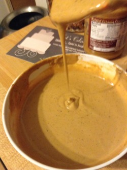 I made spicy peanut sauce.  The recipe I worked with called for