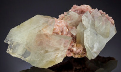 hematitehearts:  Baryte on Pink Dolomite Crystal covered MatrixLocality: 