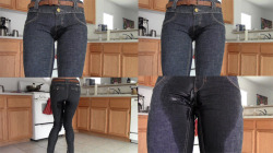 jeanswetting:  Real secret wetter Amy wetting her tight jeans