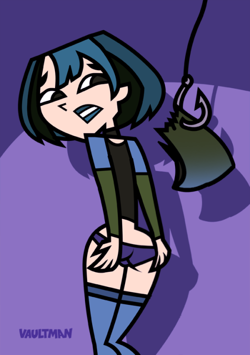 cdb2k3:  COMMISSIONED Artwork done by: VaultMan Concept and idea: me ______________________________ A classic hook prank gag pinup of Total Drama’s Gwen. I wouldn’t be surprised if it was Heather reeling in her skirt.  ___________________ Gwen ©