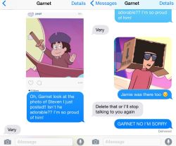 garnet is me and pearl is everyone who ships garnet/jamie (Submitted