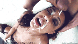 there's cum on her face