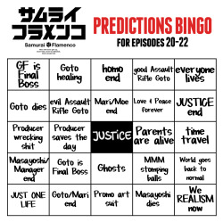 Some handy little bingo cards for the final three episodes of