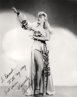 a-harlots-progress:   Annette Allen                 Vintage 40&rsquo;s-era promo photo personalized: “To Edward,  With my very best wishes. Sincerely,  — Annette Allen ”..                