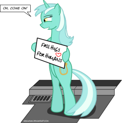 madame-fluttershy:  Lyra wants hugs! by ~negasun  >w< Oh