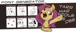 ponybalderdashery:  etyas-shenanigans:  Pony randomizer challenge!