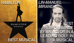 whenamericasingsforyou:  Hamilton has been nominated for 16 Tony