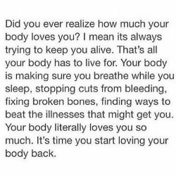 Your body loves you, it is time to love it back… #bodylove