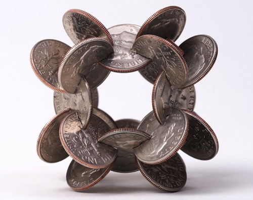 edwardspoonhands:  wonderfulmustacios:  taktophoto:  Interlocked Coins Form Complex Geometric Sculptures  is that even fucking legal  WANT! 