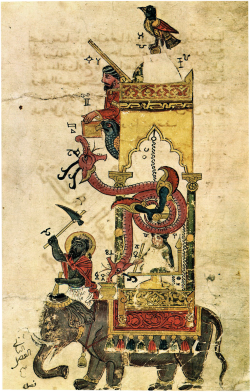 loverofbeauty: Drawing of al-Jazari’s Elephant Water Clock