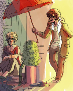 orestesfeasting:  Enjolras locked himself out and that one dude
