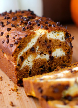 fullcravings:  Pumpkin Cream Cheese Bread with Chocolate Chips