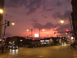 yeshairy:  Orange sky at Clark and Belmont