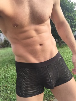 exposedhotguys:  New Black Mesh Underwear. Type where I should
