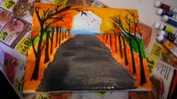 I decided to paint a fall scene because the fool down the street