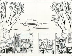 thebristolboard:  Original double-page spread by Bryan Lee O’Malley