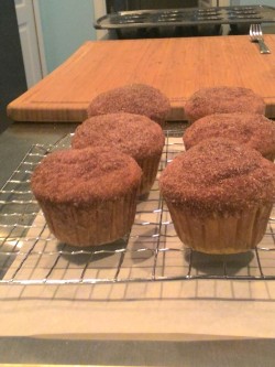 What I made this morning! Donut muffins stuffed with Nutella!