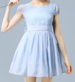 nymphetfashion:  Blue Detachable Bow Waist Skater Party Dress