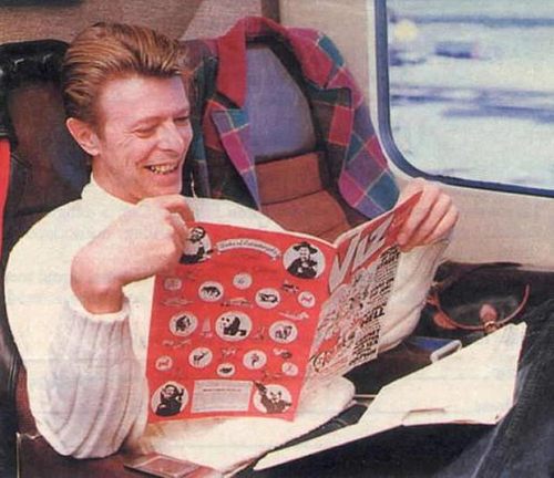 David Bowie enjoying Viz.