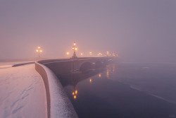  Fog in the Trinity Bridge, Saint Petersburg, Russia by EGRA