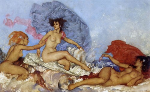 the-evil-clergyman:  Rococo Aphrodite by W. Russell Flint (1960)